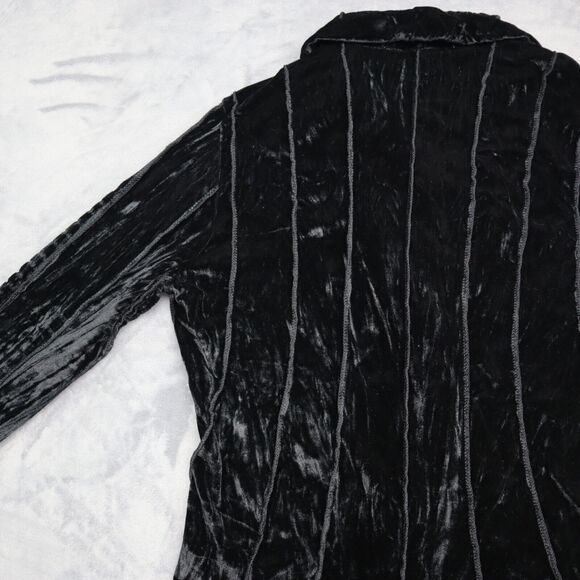 Passion Concept Jacket Womens M Black Pinstriped Long Sleeve Collared Blazer - Picture 12 of 16